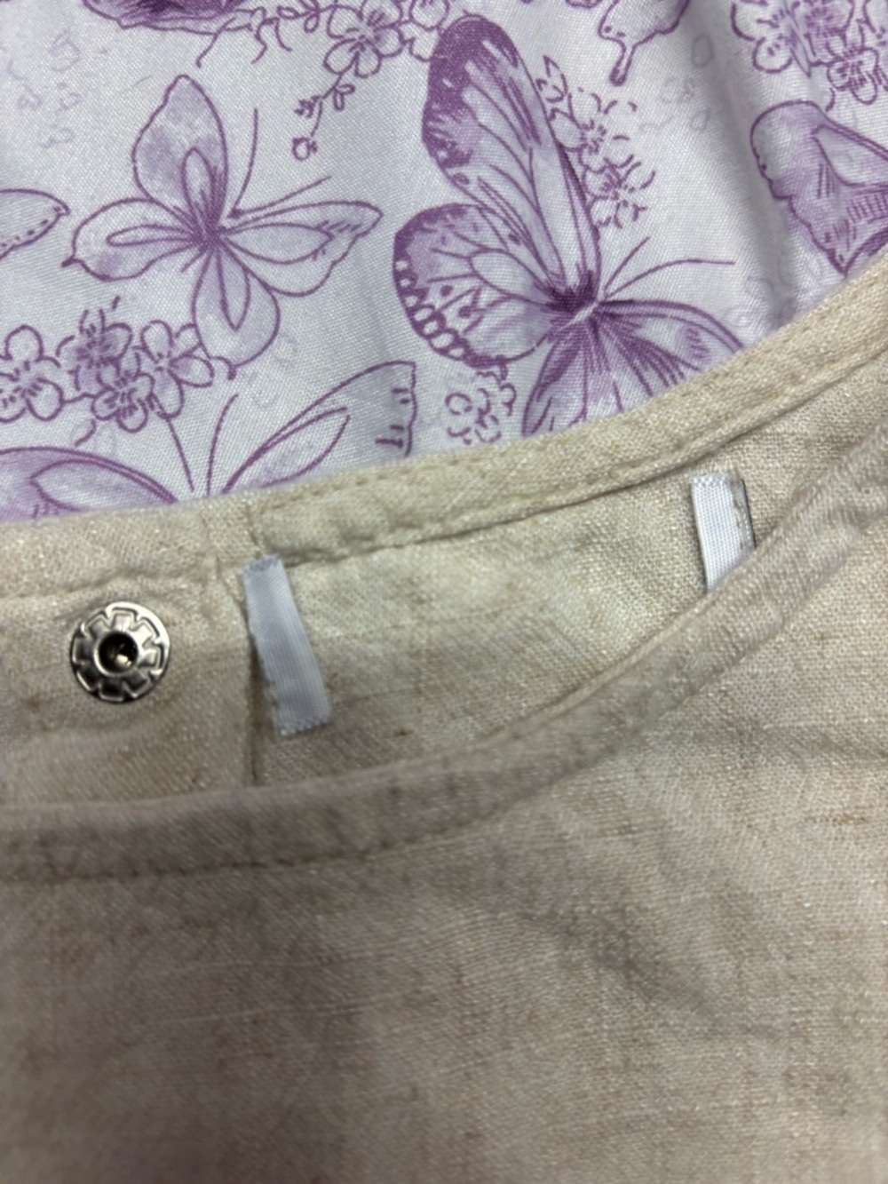 🍄Raw Edge Beige Linen Crop Tank Top - Picture 2 of 4